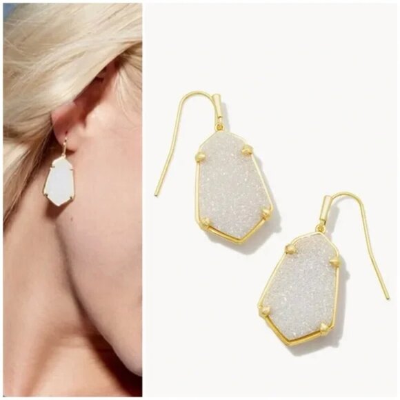 Kendra Scott Alexandria Drusy Drop Earrings - Gold Sparkling - Picture 6 of 6